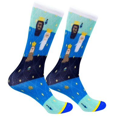 360 Degree Digital Print Unisex Crew Socks with Stock Colored Toe